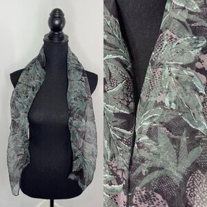 Sheer Black and Green Short Scarf